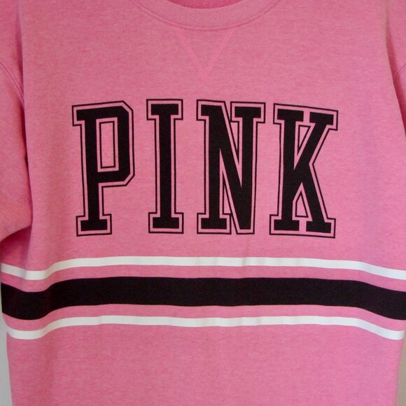 PINK Victoria's Secret Pink Logo Crew Sweatshirt Top Long Sleeve Size Small - Picture 6 of 11